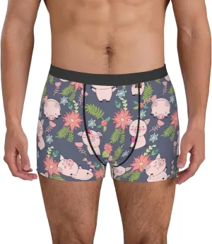 Pigs Print Boxer Briefs For Men Breathable Underwear-