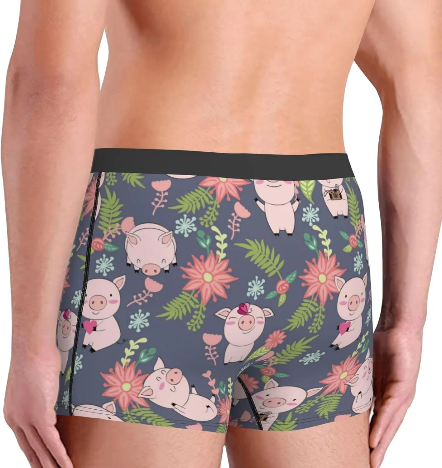 Pigs Print Boxer Briefs For Men Breathable Underwear-