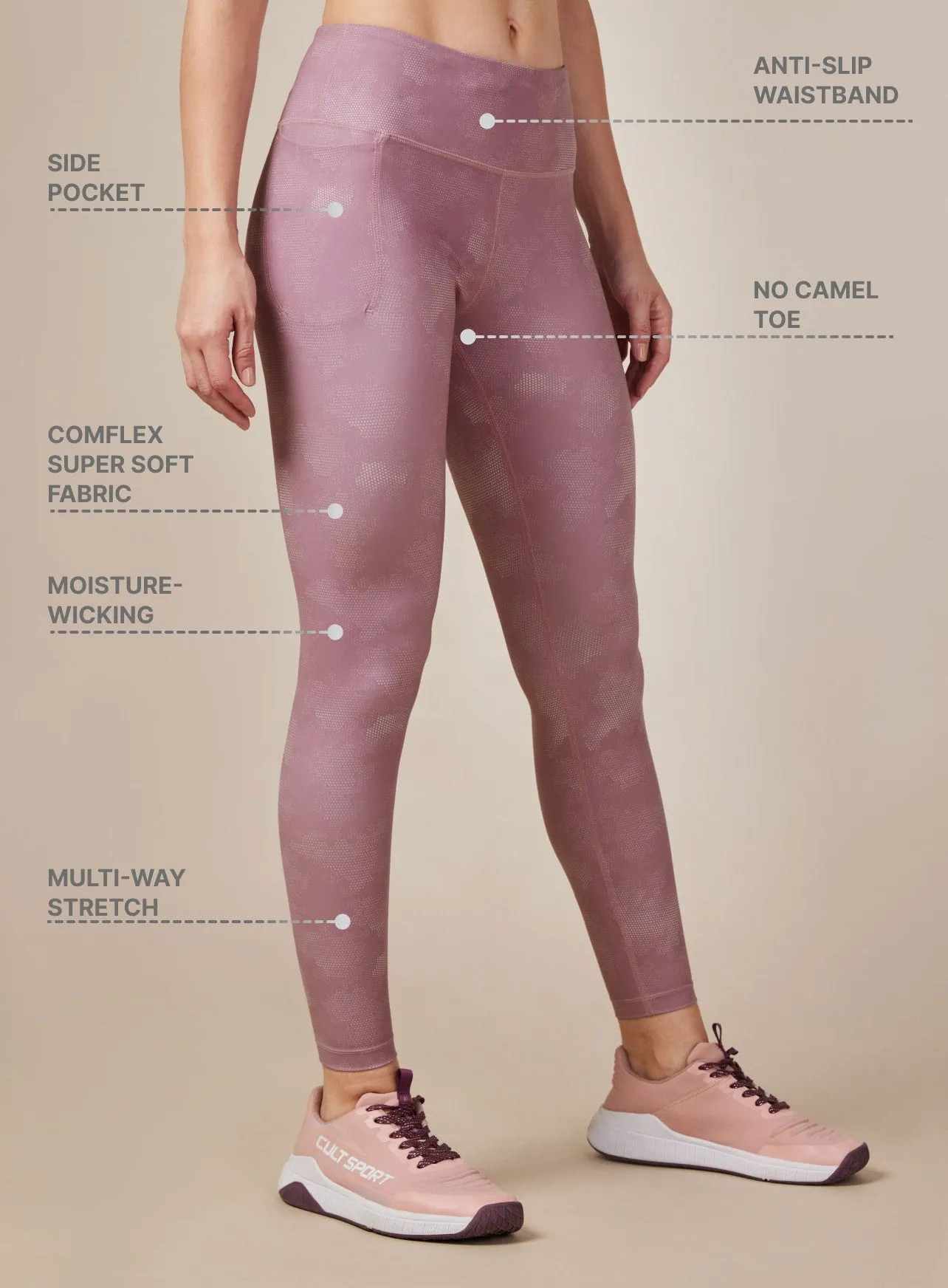 Pink Printed Performance Tights