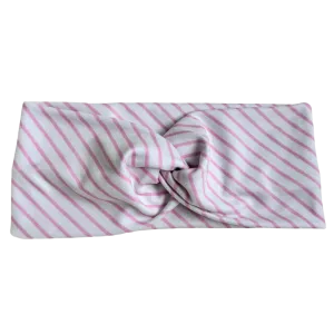 Pink Skinny Stripes Twisted Workout Headband