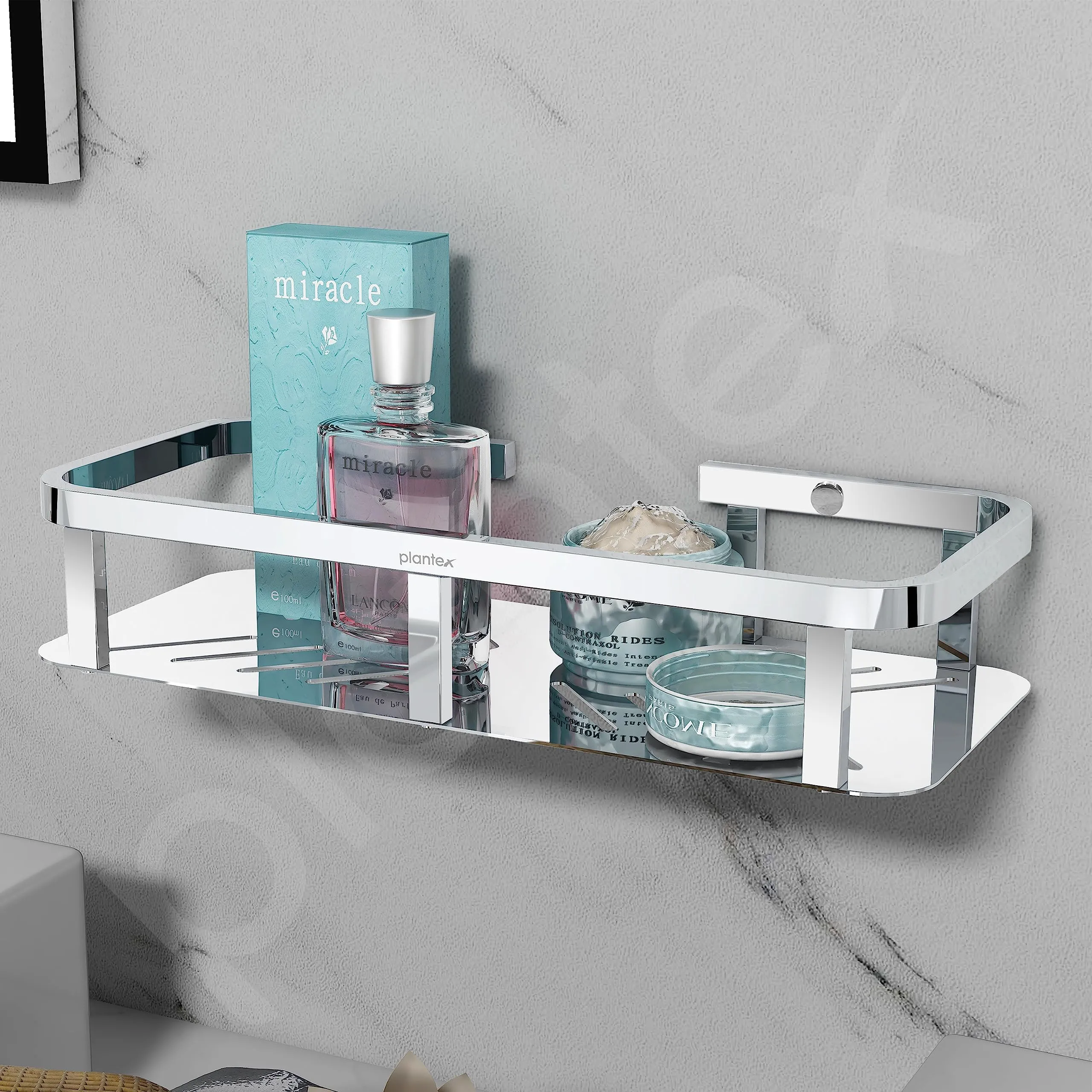 Plantex Stainless Steel 304 Grade Shelf for Bathroom/Storage Organizer for Bathroom/Kitchen Rack - Bathroom Accessories - Pack of 1 (12x5 Inch, Chrome)