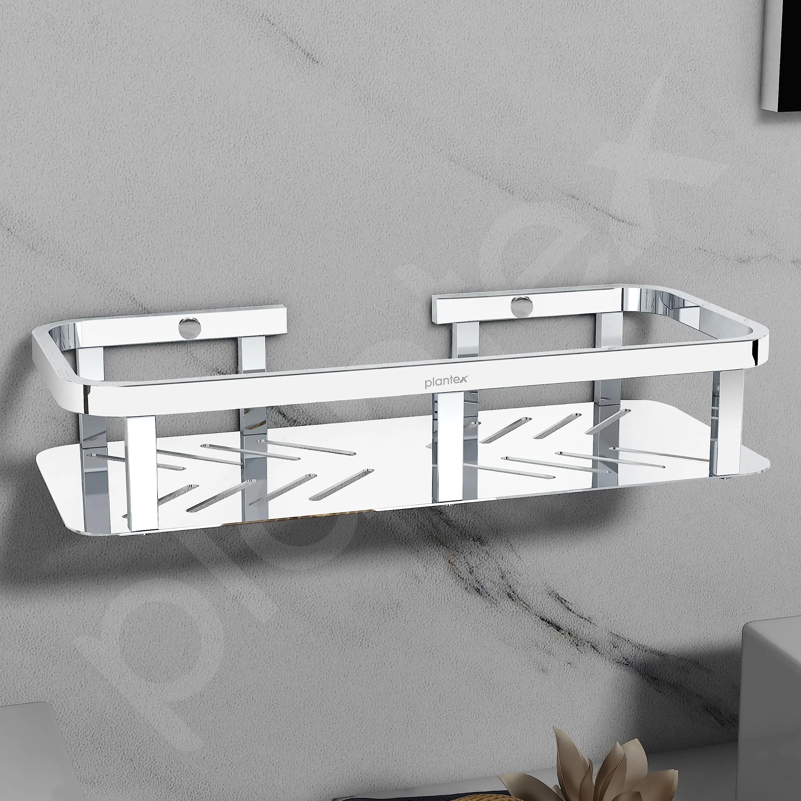 Plantex Stainless Steel 304 Grade Shelf for Bathroom/Storage Organizer for Bathroom/Kitchen Rack - Bathroom Accessories - Pack of 1 (12x5 Inch, Chrome)