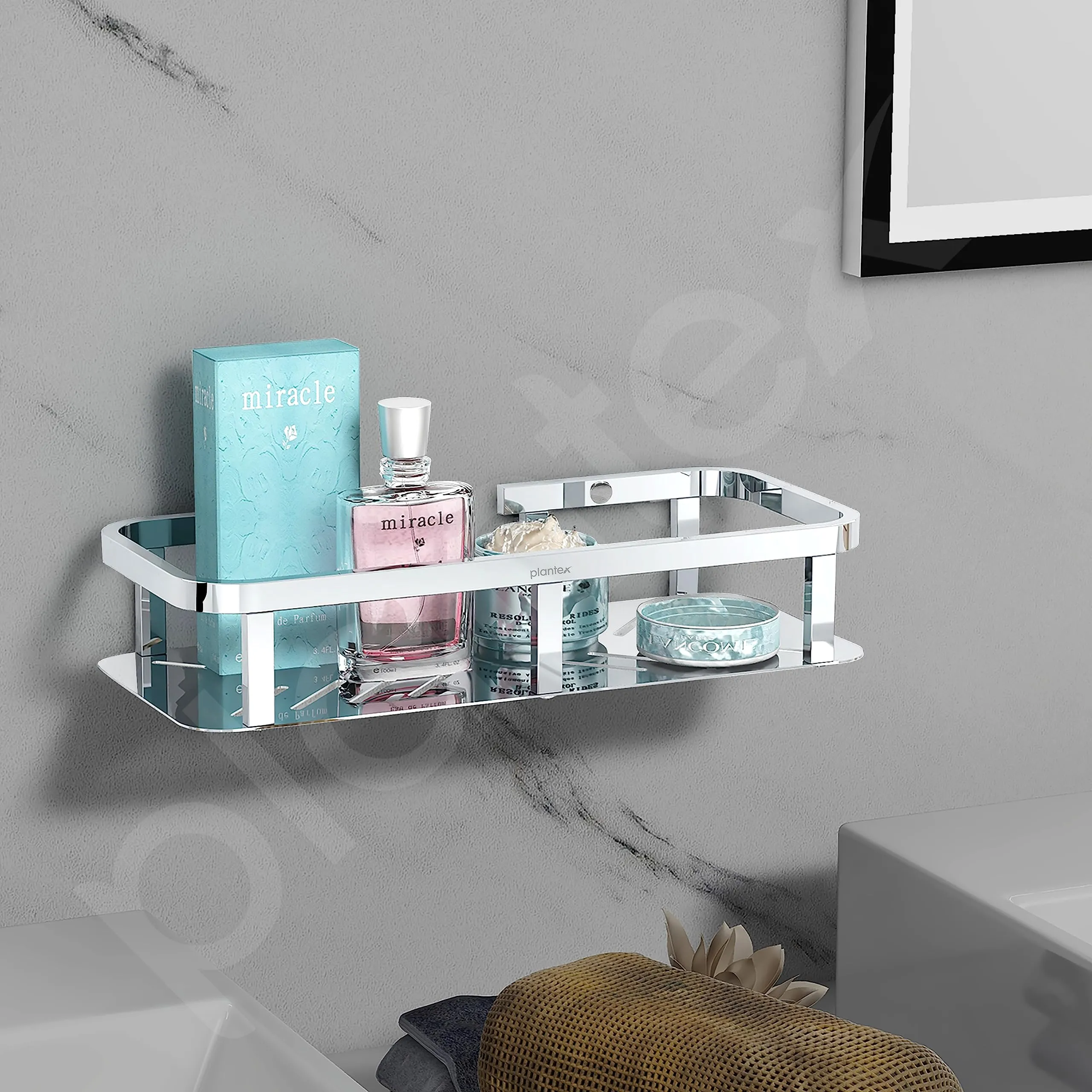 Plantex Stainless Steel 304 Grade Shelf for Bathroom/Storage Organizer for Bathroom/Kitchen Rack - Bathroom Accessories - Pack of 1 (12x5 Inch, Chrome)