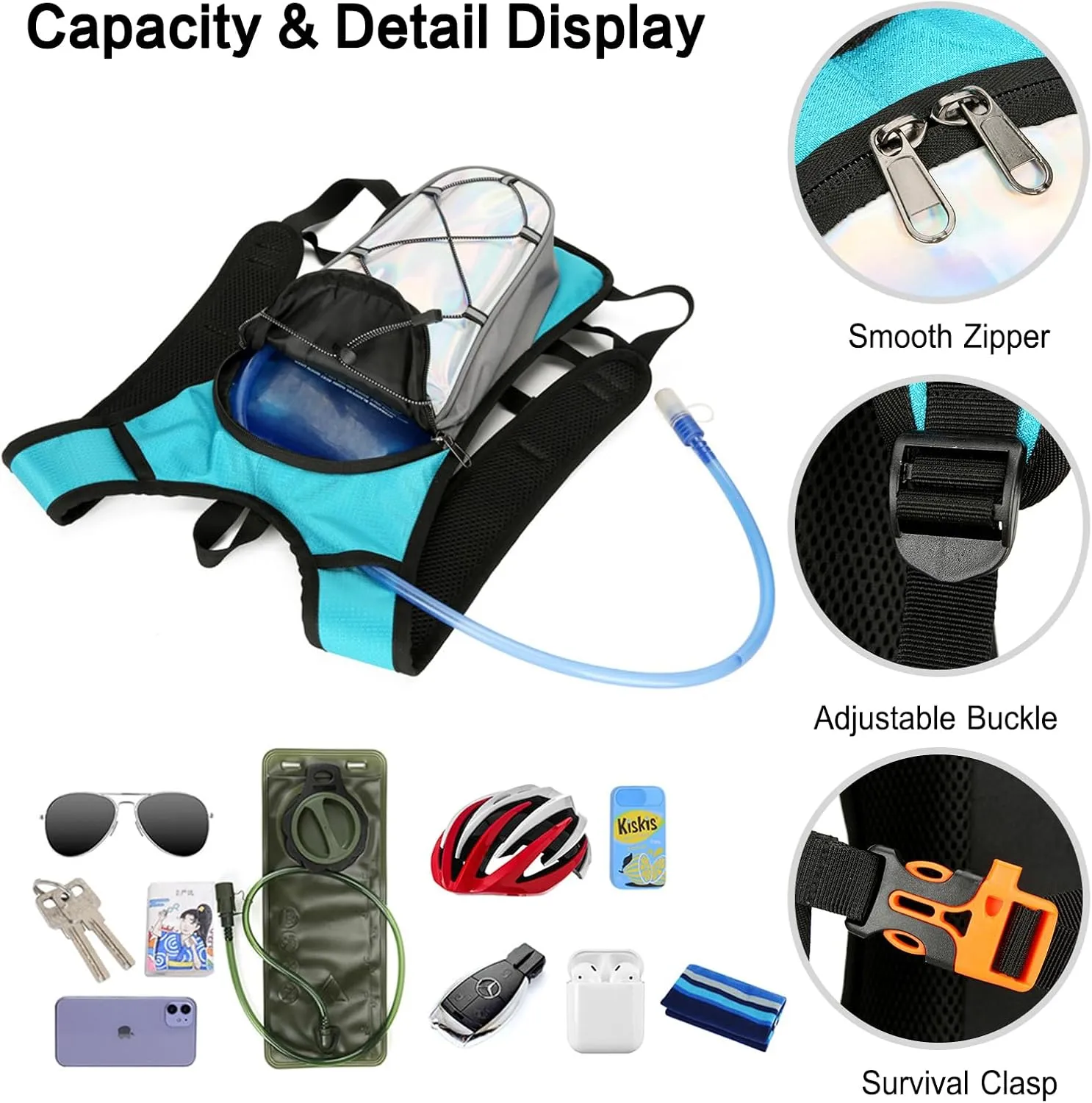 PORRASSO Cycling Hydration Backpack Running Rucksack Breathable Daypack