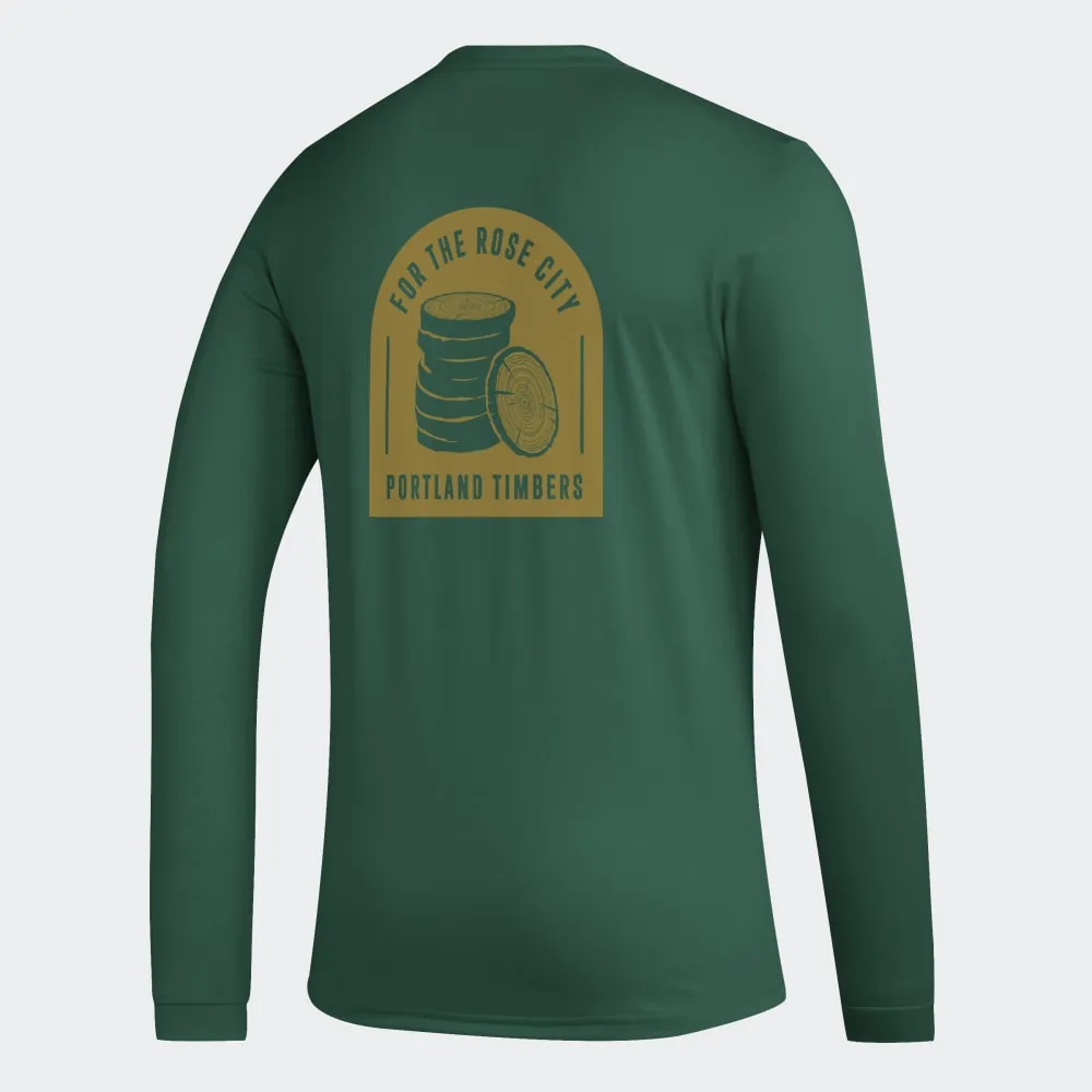 PORTLAND TIMBERS FC MEN'S LONG SLEEVE PLAID SCRIPT TEE