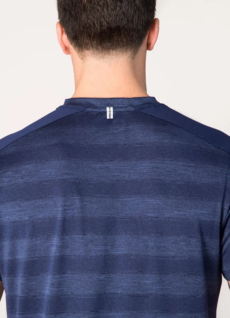 Prime Mesh Detail Short Sleeve Striped T-Shirt