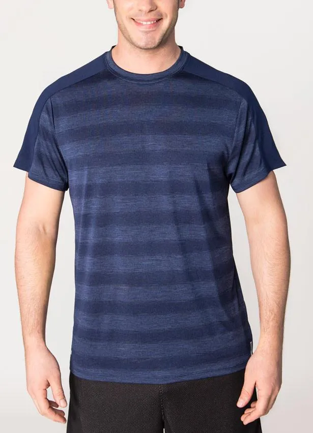 Prime Mesh Detail Short Sleeve Striped T-Shirt
