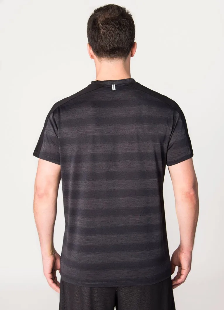 Prime Mesh Detail Short Sleeve Striped T-Shirt