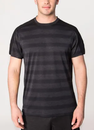Prime Mesh Detail Short Sleeve Striped T-Shirt