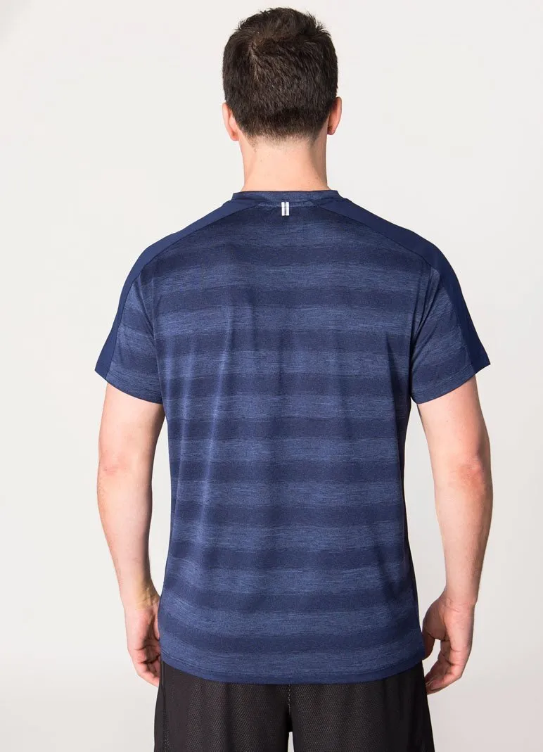 Prime Mesh Detail Short Sleeve Striped T-Shirt
