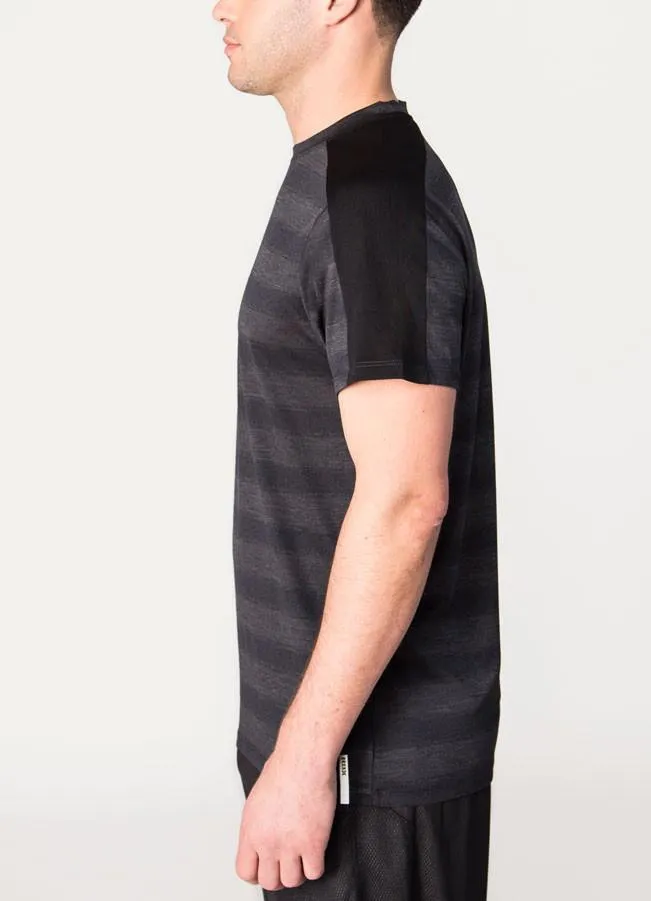 Prime Mesh Detail Short Sleeve Striped T-Shirt