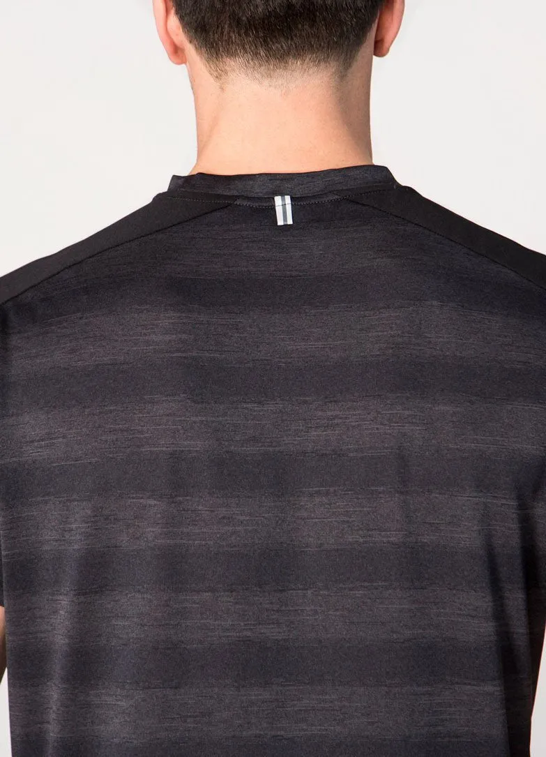 Prime Mesh Detail Short Sleeve Striped T-Shirt
