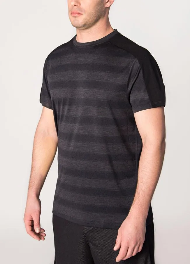 Prime Mesh Detail Short Sleeve Striped T-Shirt