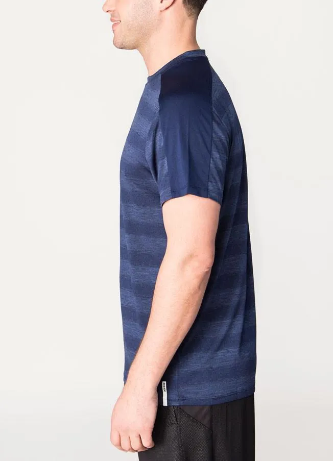 Prime Mesh Detail Short Sleeve Striped T-Shirt