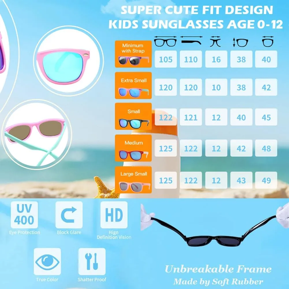 Pro Acme Kids Polarized Sunglasses, Flexible TPEE Rubber Toddler Shades for Girls Boys, Ages 3-12
