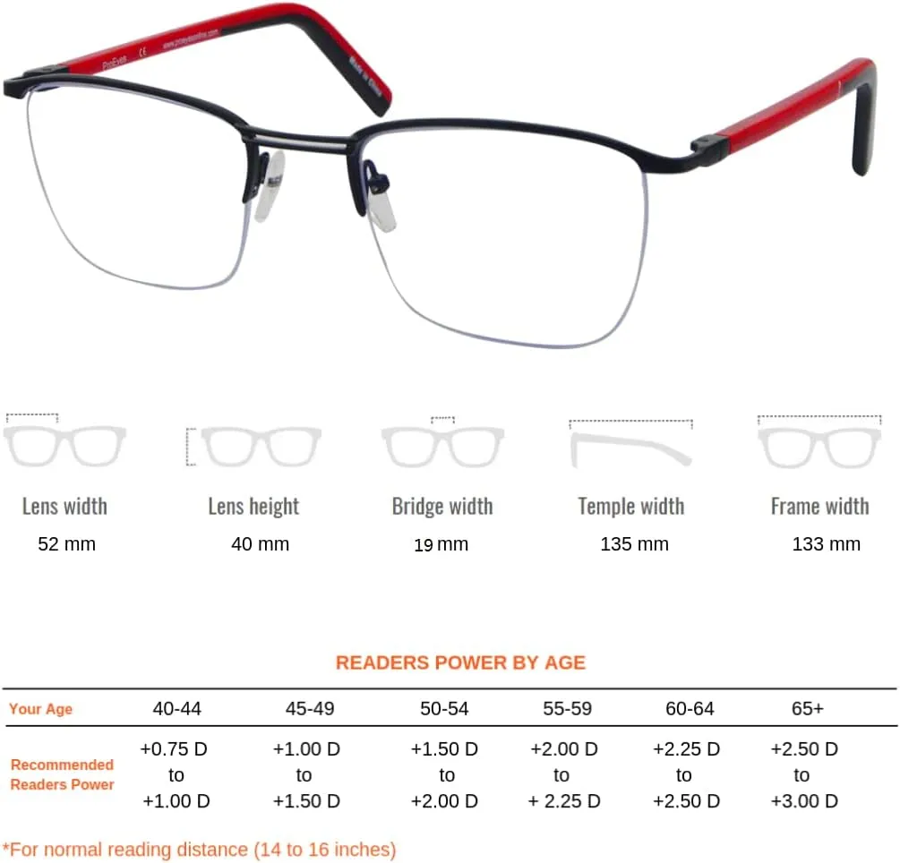 ProEyes Attitude 2, Progressive Blue Light Blocking Readers, 0 Strength on Top Lens, Lightweight, Flexible, Durable
