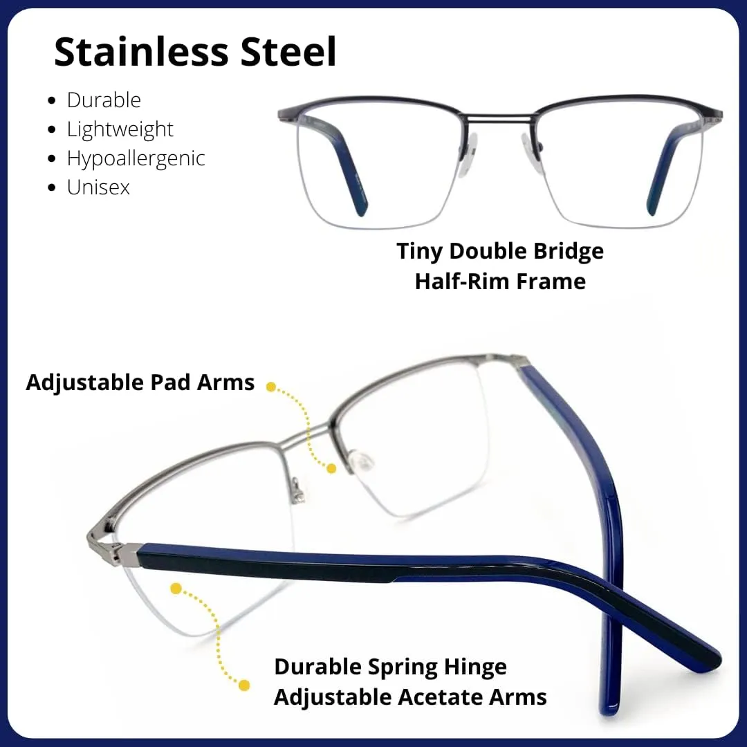 ProEyes Attitude 2, Progressive Blue Light Blocking Readers, 0 Strength on Top Lens, Lightweight, Flexible, Durable