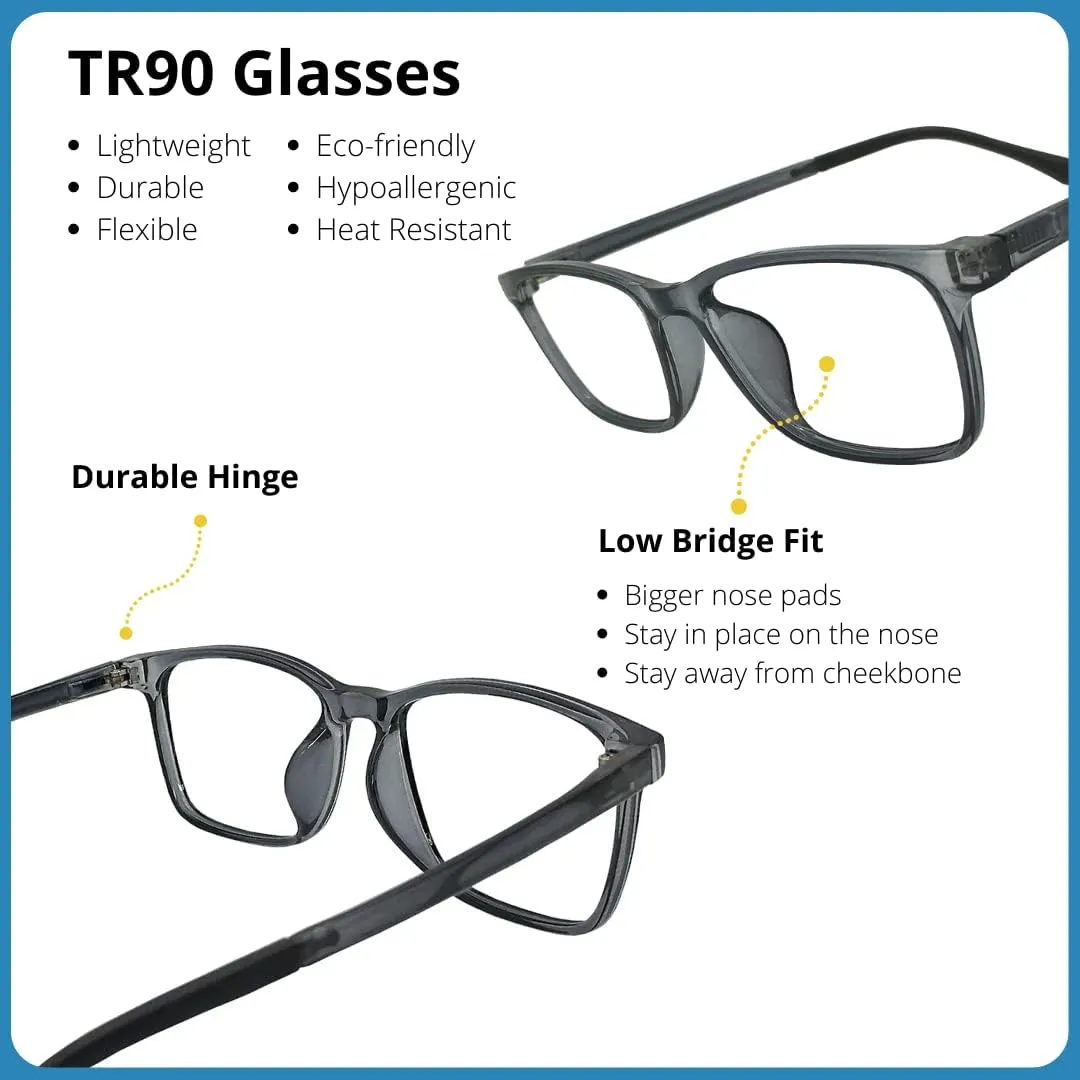 ProEyes Preston, Progressive Blue Light Blocking Readers, 0 Strength on Top Lens, Lightweight, Flexible, Durable