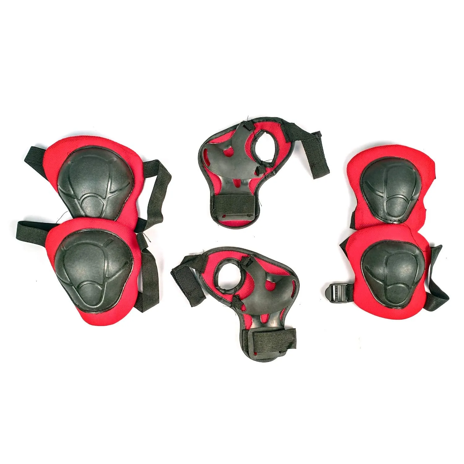 Prokick Protective Set - 2pcs knee pad, 2pcs elbow pad, 2pcs wrist pad, Black/Red
