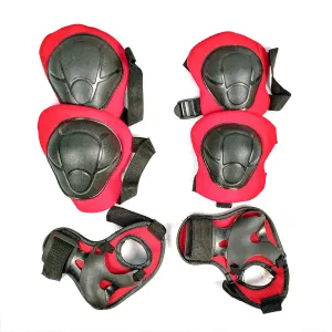 Prokick Protective Set - 2pcs knee pad, 2pcs elbow pad, 2pcs wrist pad, Black/Red