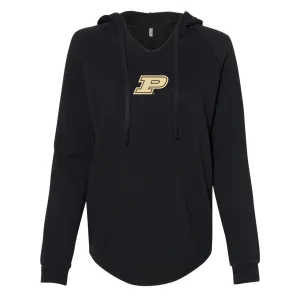Purdue Motion P EMB Womens Wave Wash Hoodie - Black