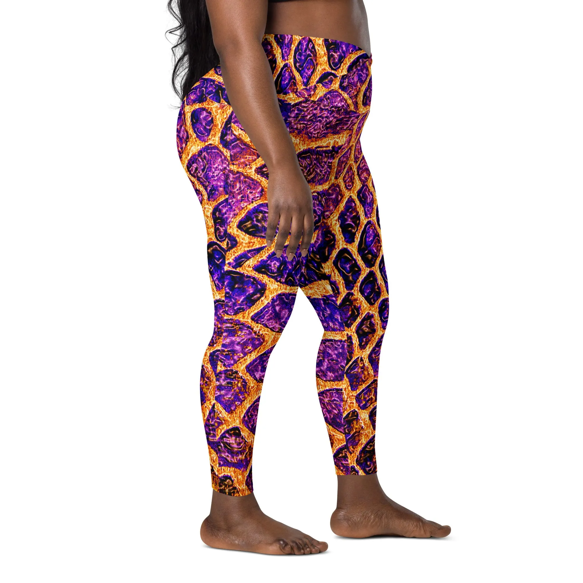 Purple and Gold Reptile Print Leggings, lioness-love