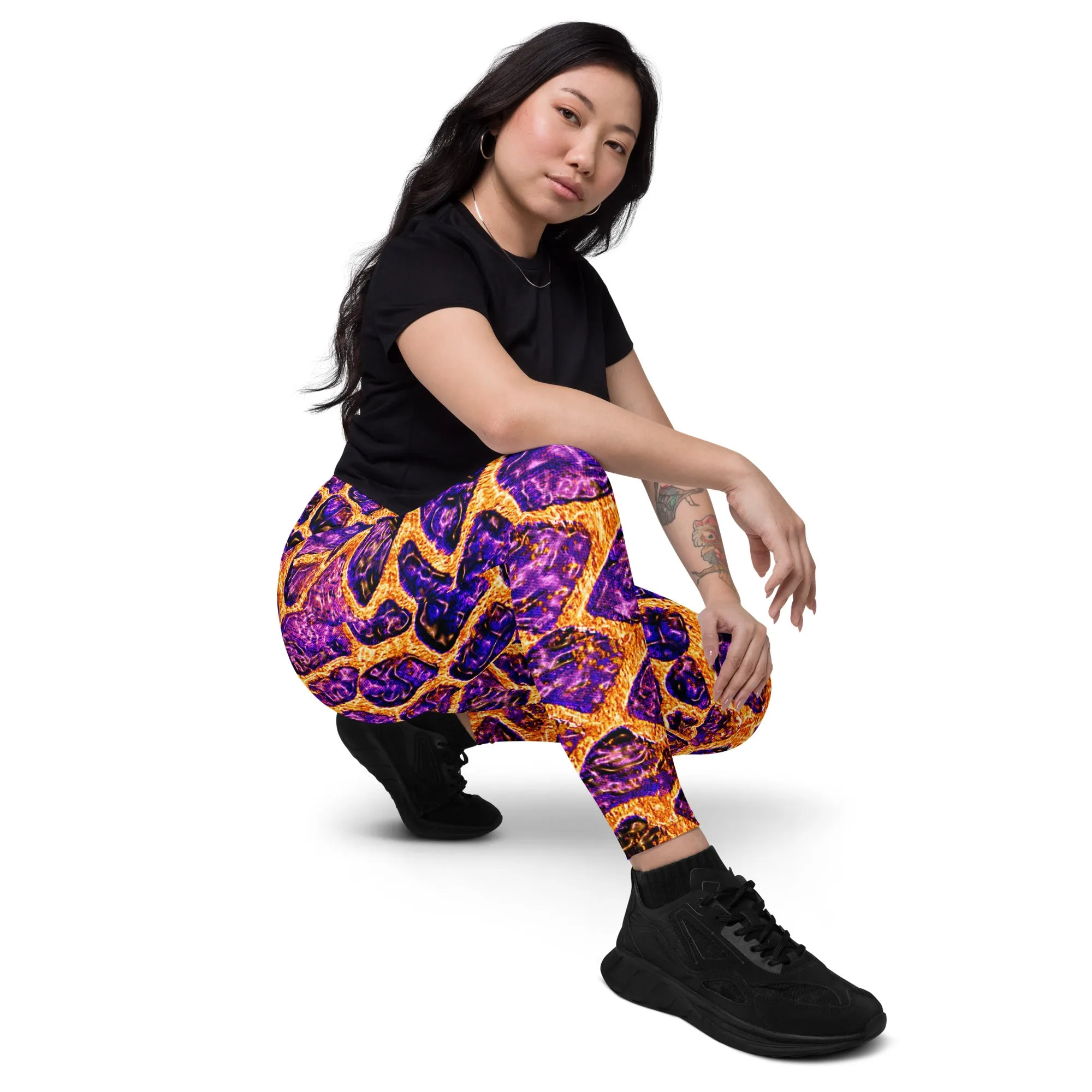 Purple and Gold Reptile Print Leggings, lioness-love