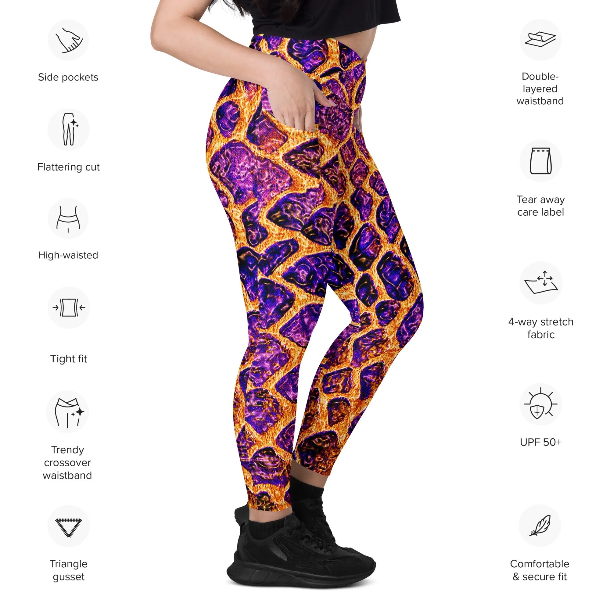 Purple and Gold Reptile Print Leggings, lioness-love