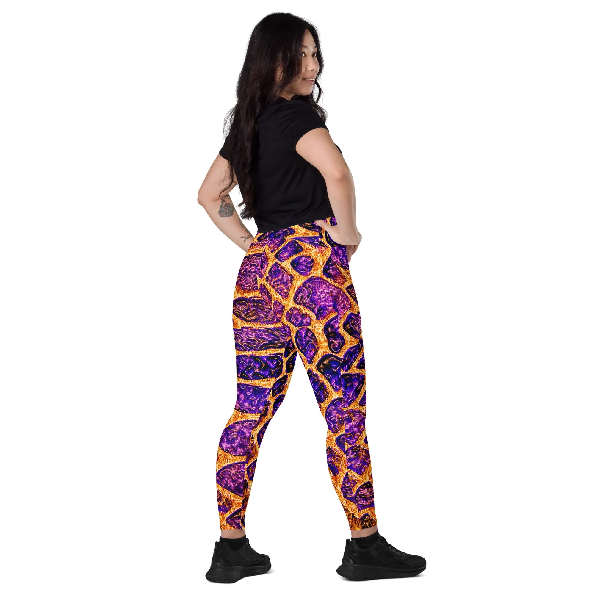 Purple and Gold Reptile Print Leggings, lioness-love