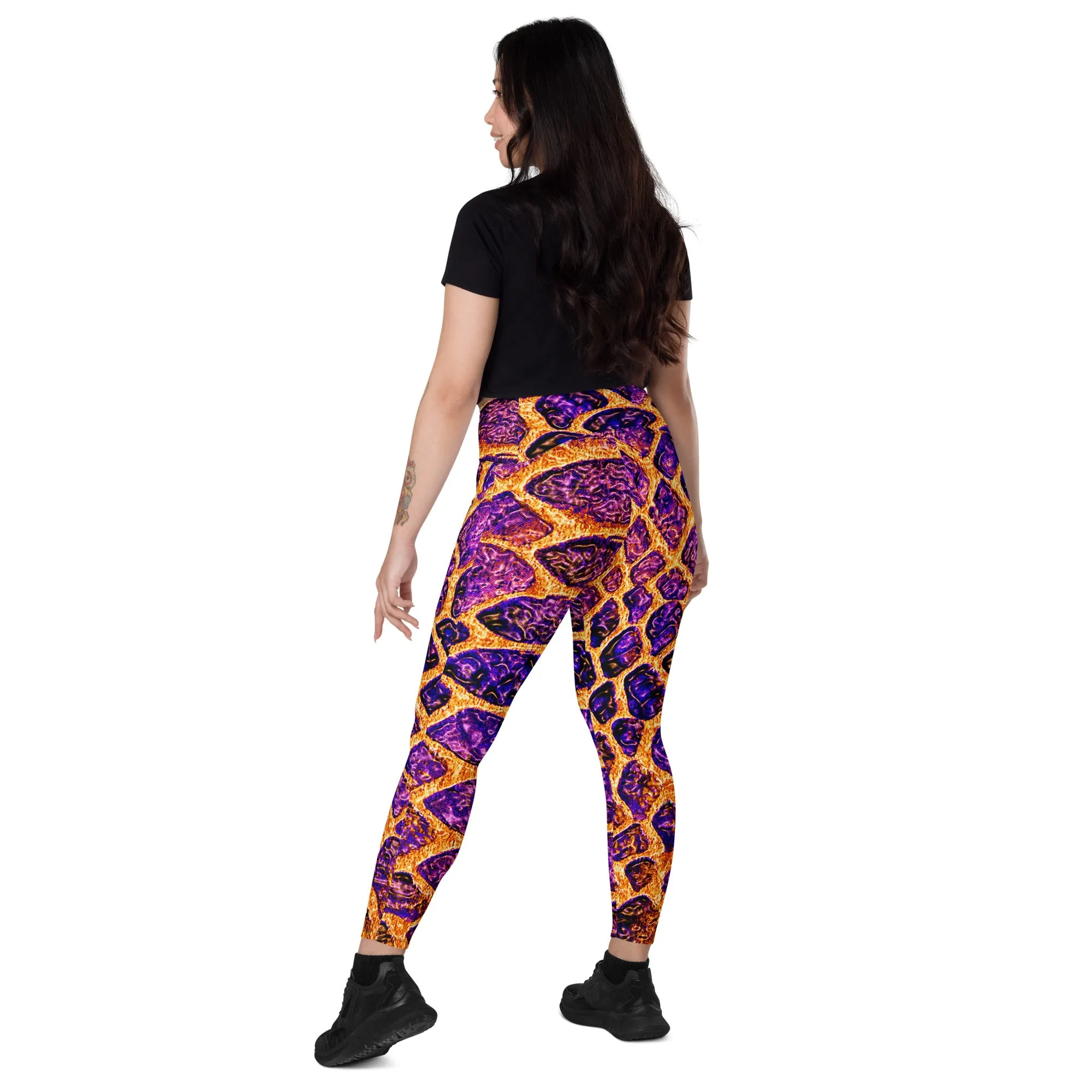Purple and Gold Reptile Print Leggings, lioness-love