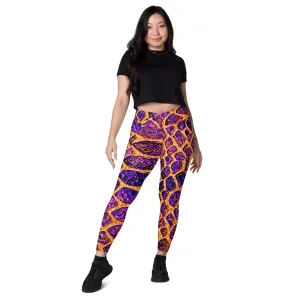 Purple and Gold Reptile Print Leggings, lioness-love