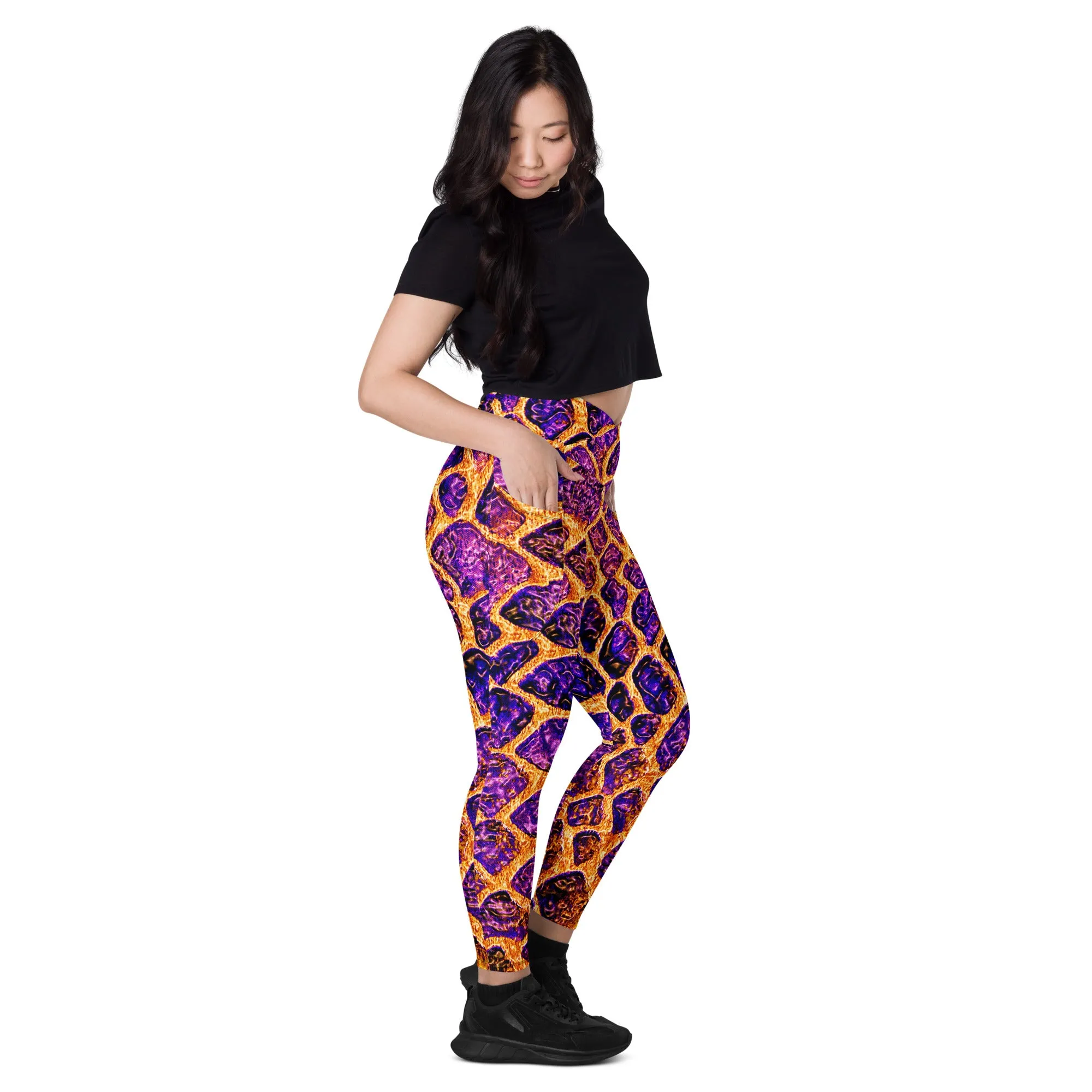 Purple and Gold Reptile Print Leggings, lioness-love