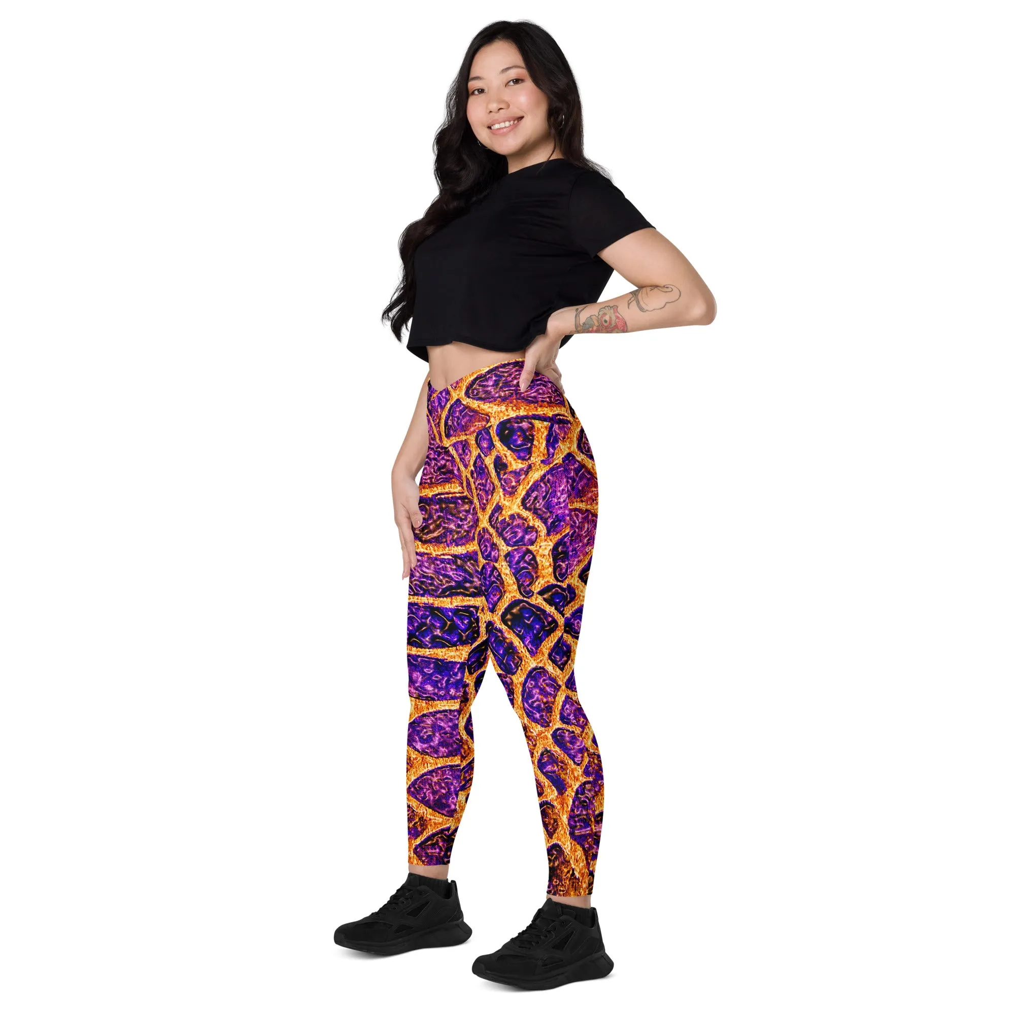 Purple and Gold Reptile Print Leggings, lioness-love