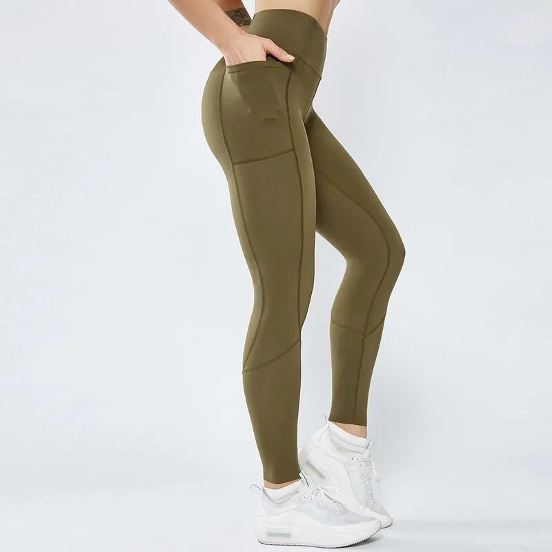 Push-Up High-Waist Side Pockets Fitness Pants