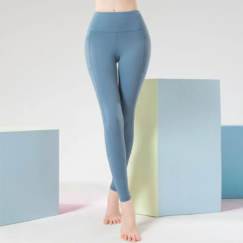 Push-Up High-Waist Side Pockets Fitness Pants