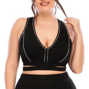 Racing Back Bra High Impact Workout Tops Plus Size