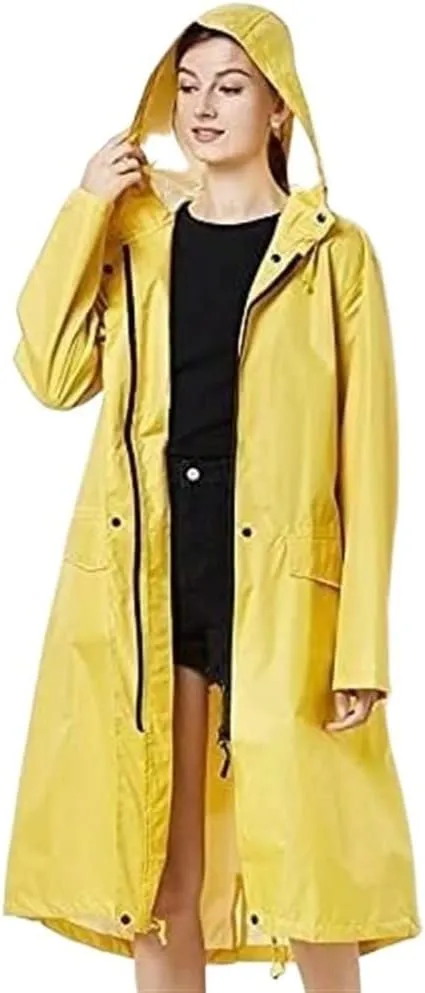 Rain Poncho Women's Lightweight Waterproof Raincoat Breathable Windbreaker Outdoor Hooded Poncho Lightweight Raincoat