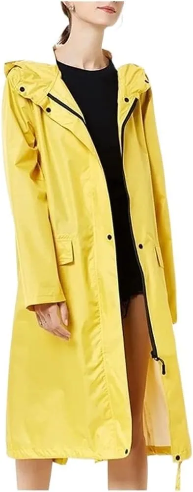 Rain Poncho Women's Lightweight Waterproof Raincoat Breathable Windbreaker Outdoor Hooded Poncho Lightweight Raincoat