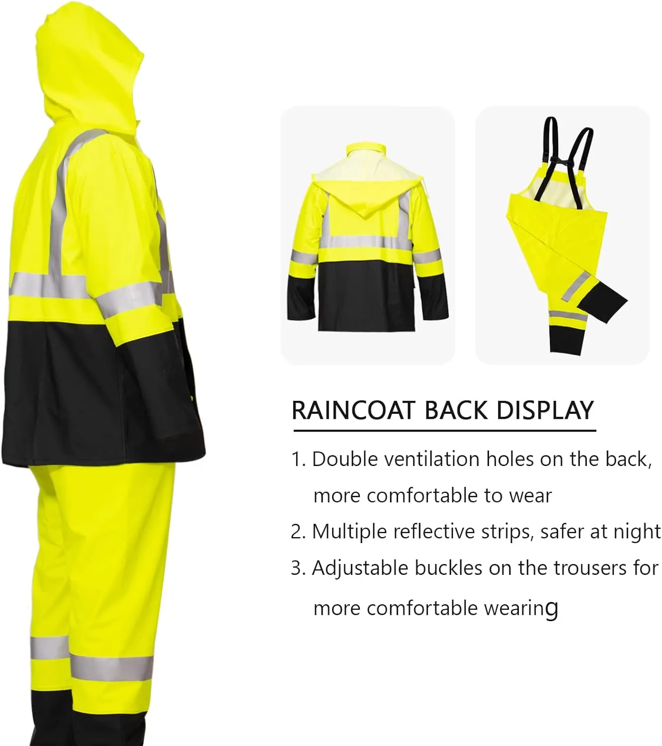 Rain Suit For Men Waterproof Heavy Duty Rain Gear Outdoor All-Sport Work Fishing Jacket & Trouser Raincoats