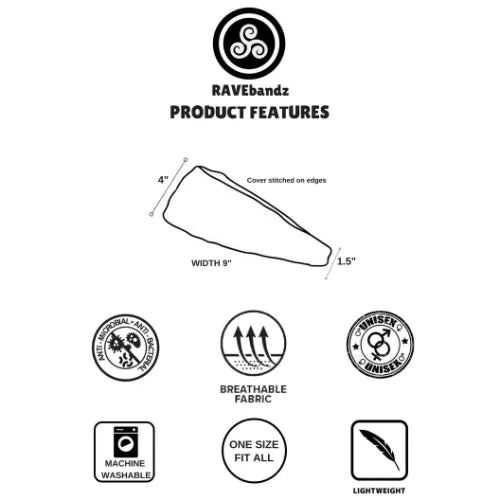 RAVEbandz The Pro - Wide Stretch Headband (Noise)