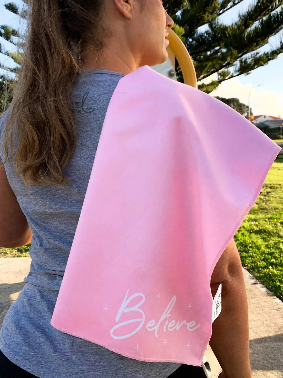 Real Active Gym Towel Plain - Believe - Pink