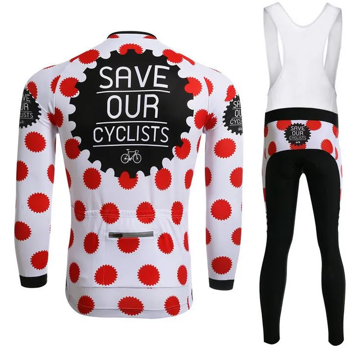 Red white Gear Long Sleeve Cycling Jersey Set