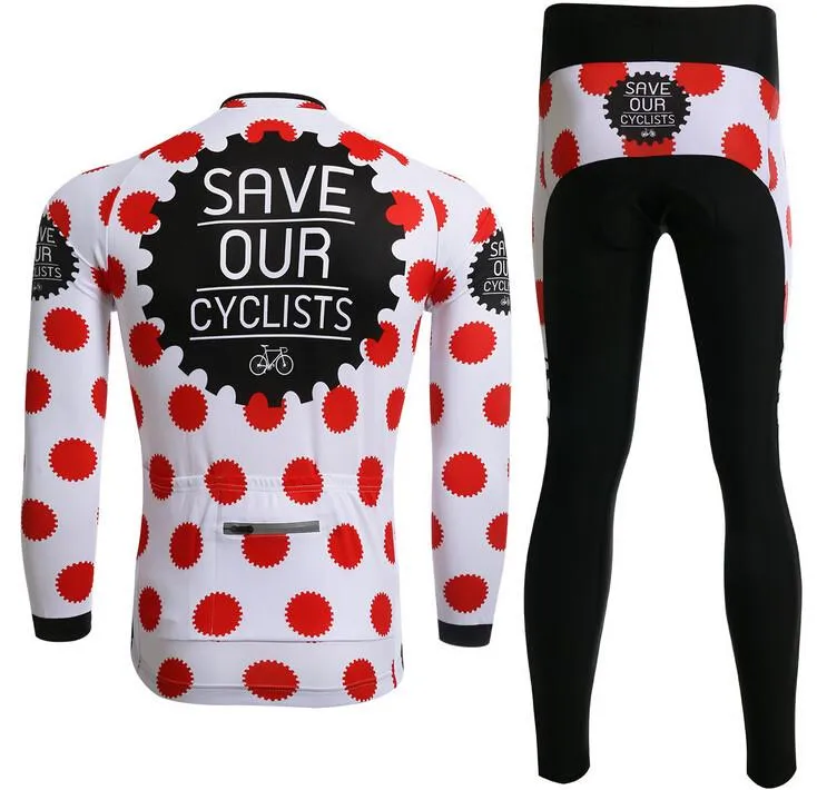 Red white Gear Long Sleeve Cycling Jersey Set