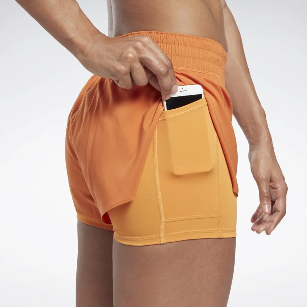 Reebok Apparel Women Running Two-in-One Shorts BURORA