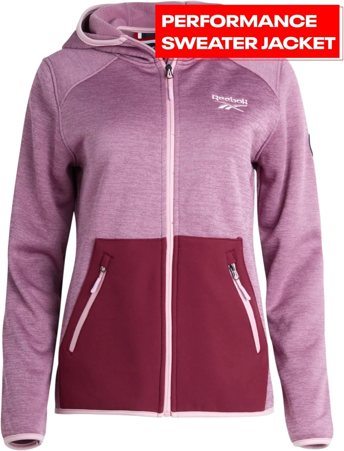 Reebok Womens Active Sweatshirt  Performance Fleece Zip Hoodie Sweatshirt  Dry Fit Performance Outerwear for Women (S-XL)