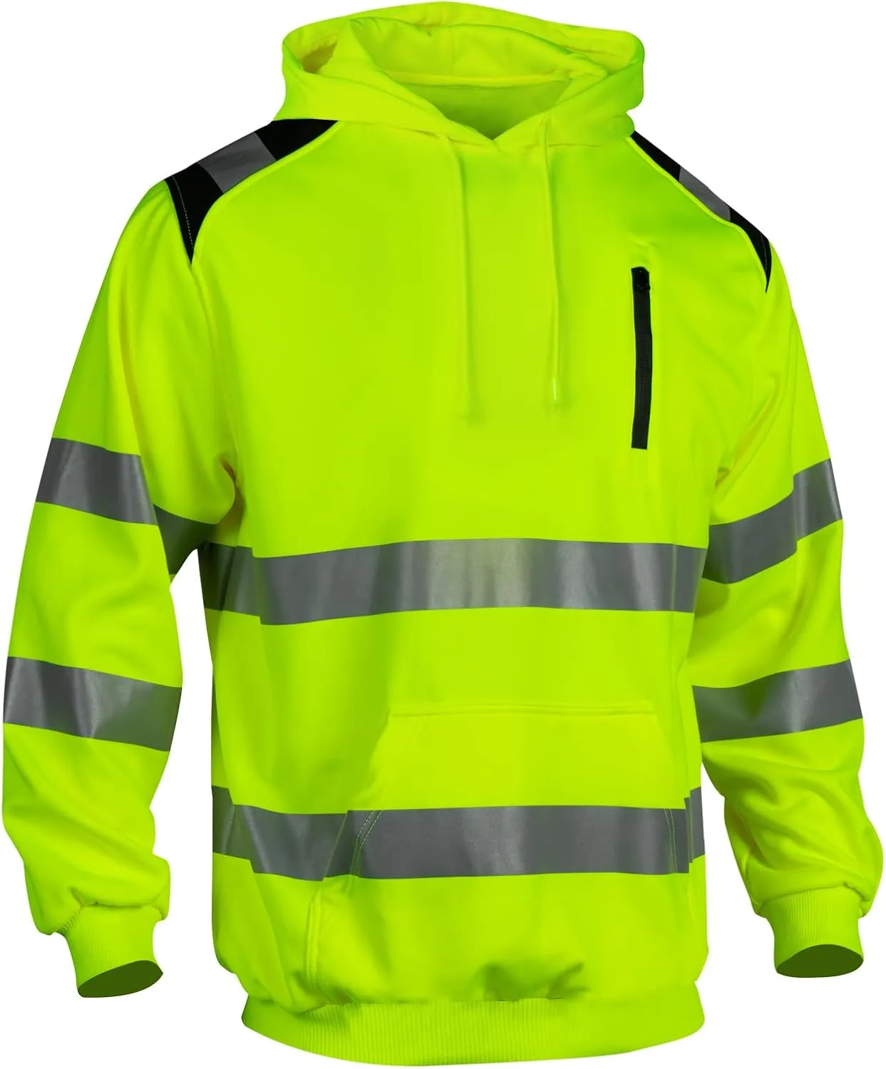 Reflective Hoodie Hi Vis Sweatshirts for Men, Class 3 High Visibility Shirts Long Sleeve Reflective Hoodie for Men