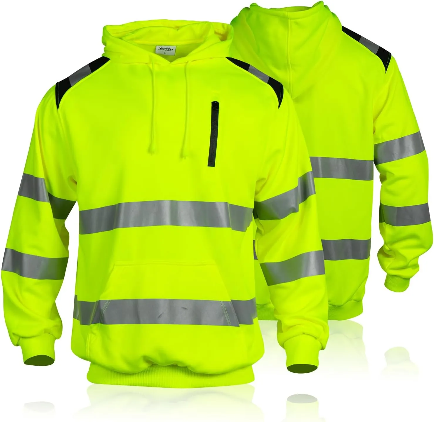 Reflective Hoodie Hi Vis Sweatshirts for Men, Class 3 High Visibility Shirts Long Sleeve Reflective Hoodie for Men
