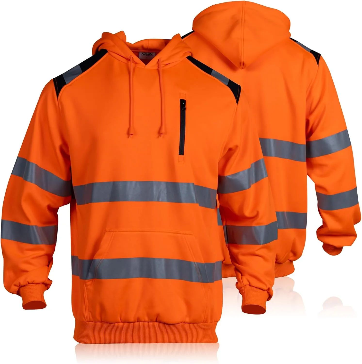 Reflective Hoodie Hi Vis Sweatshirts for Men, Class 3 High Visibility Shirts Long Sleeve Reflective Hoodie for Men