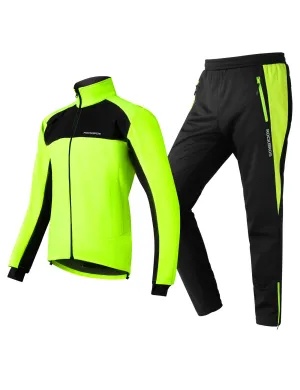 ROCKBROS Winter Thermal Windproof Softshell Cycling Set Bright Green
