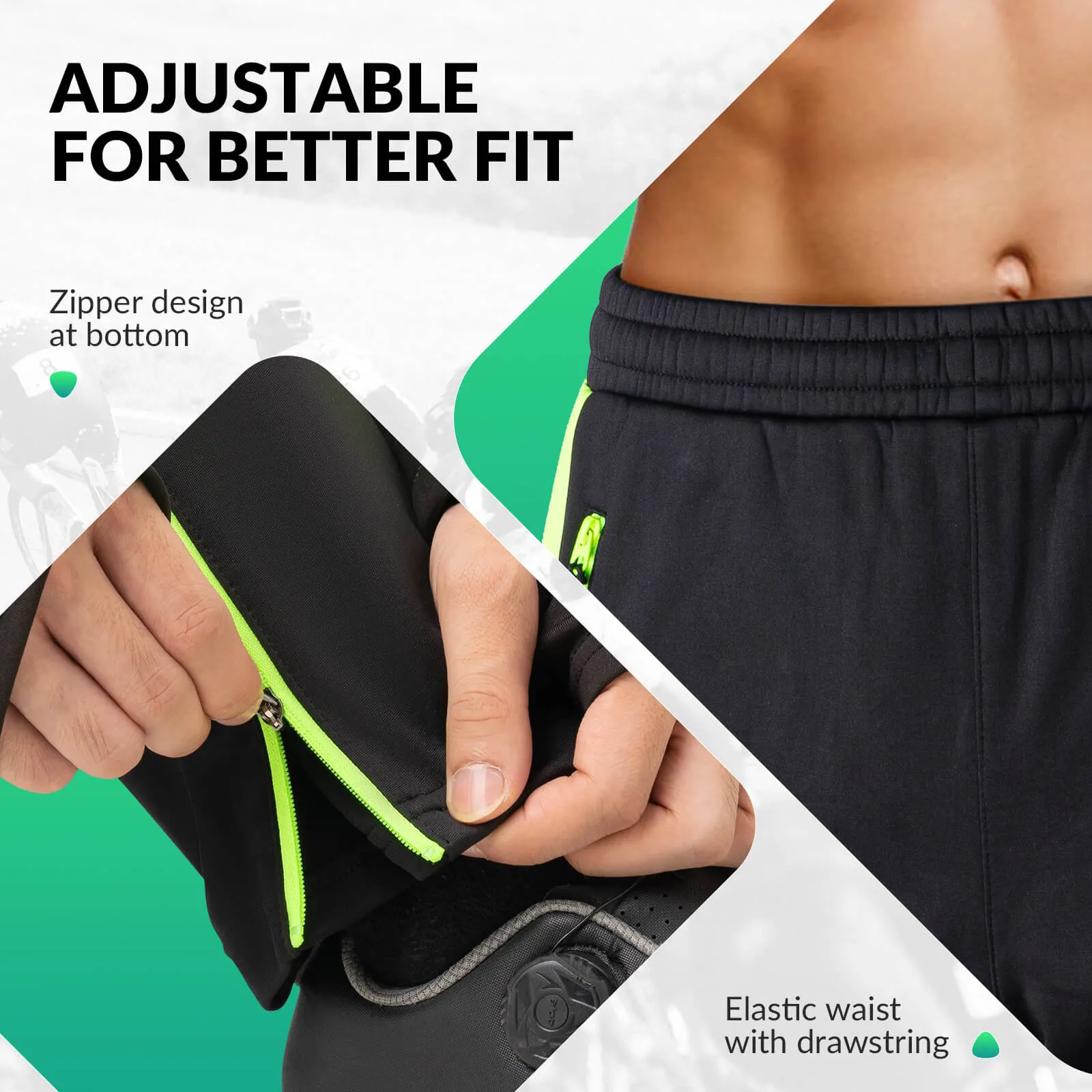ROCKBROS Winter Thermal Windproof Softshell Cycling Trousers Bright Green